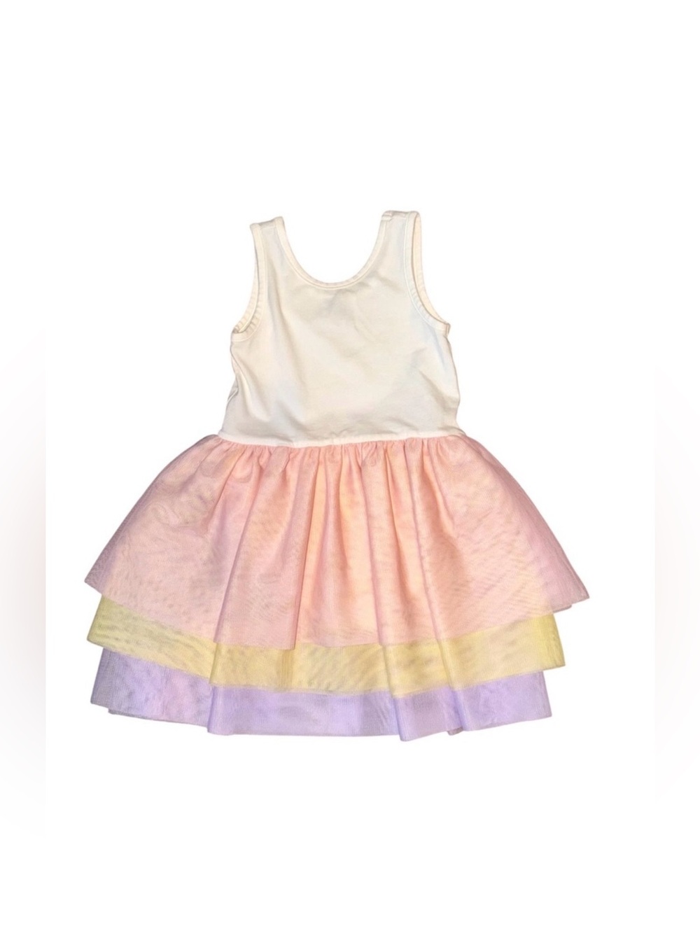 Old Navy Cream Tank Dress with Pastel Tiered Tulle Skirt - 5T